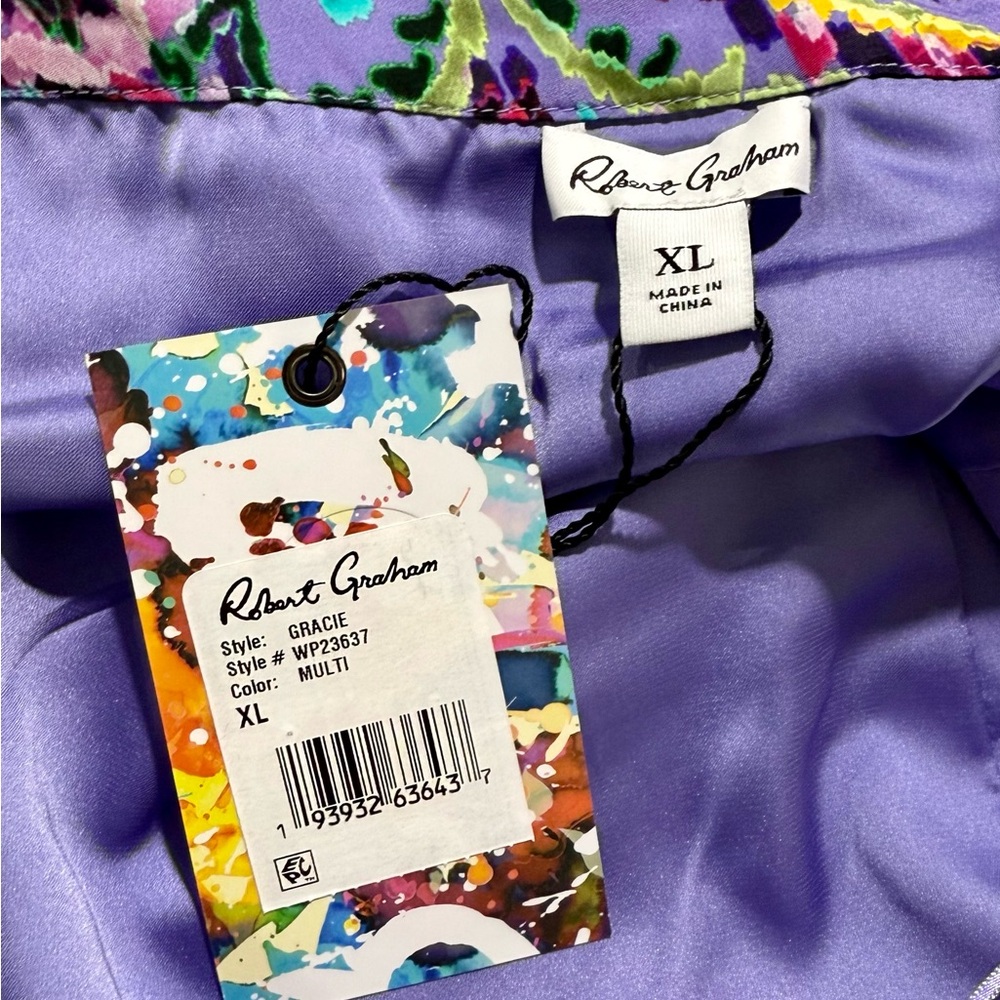 NWT Robert Graham Gracie Paisley Viscose Silk Halter Mini Dress Sz XL Date Party - Picture 12 of 14